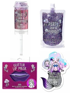Justice For Girls Meerjungfrau 4-teiliges Kosmetikset Lippenmaske Bad Konfetti Körper Glitzer - Bild 1 von 1