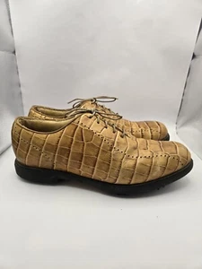 Scarpe da golf FootJoy Europa Collection marroni stampa croc in rilievo donna taglia 9M - Foto 1 di 8