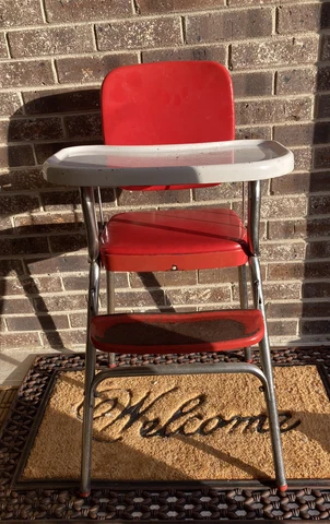 Vintage Mid Century Metal Child's High Chair  retro Cover