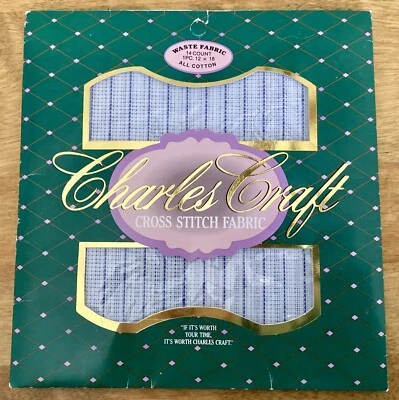CHARLES CRAFT 100% Cotton 14 Count Cross Stitich Waste Fabric, 12” by 18”, NIP - Image 1 of 4