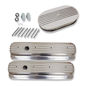 For Chevy SBC 283 327 350 383 400 87-up Tall Valve Covers & 15" Oval Air Cleaner - Picture 1 of 9