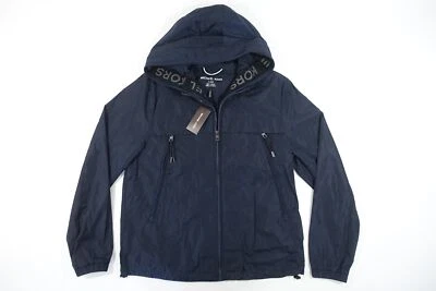 CHAQUETA CORTAVIENTOS TEJIDA CON CAPUCHA CINTA LOGOTIPO AZUL 2XL MICHAEL KORS CH3205H67F  Foto 1 de 4