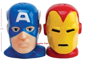 Captain America and Iron Man Magnetic Ceramic Salt and Pepper Shaker Set - Picture 1 of 3