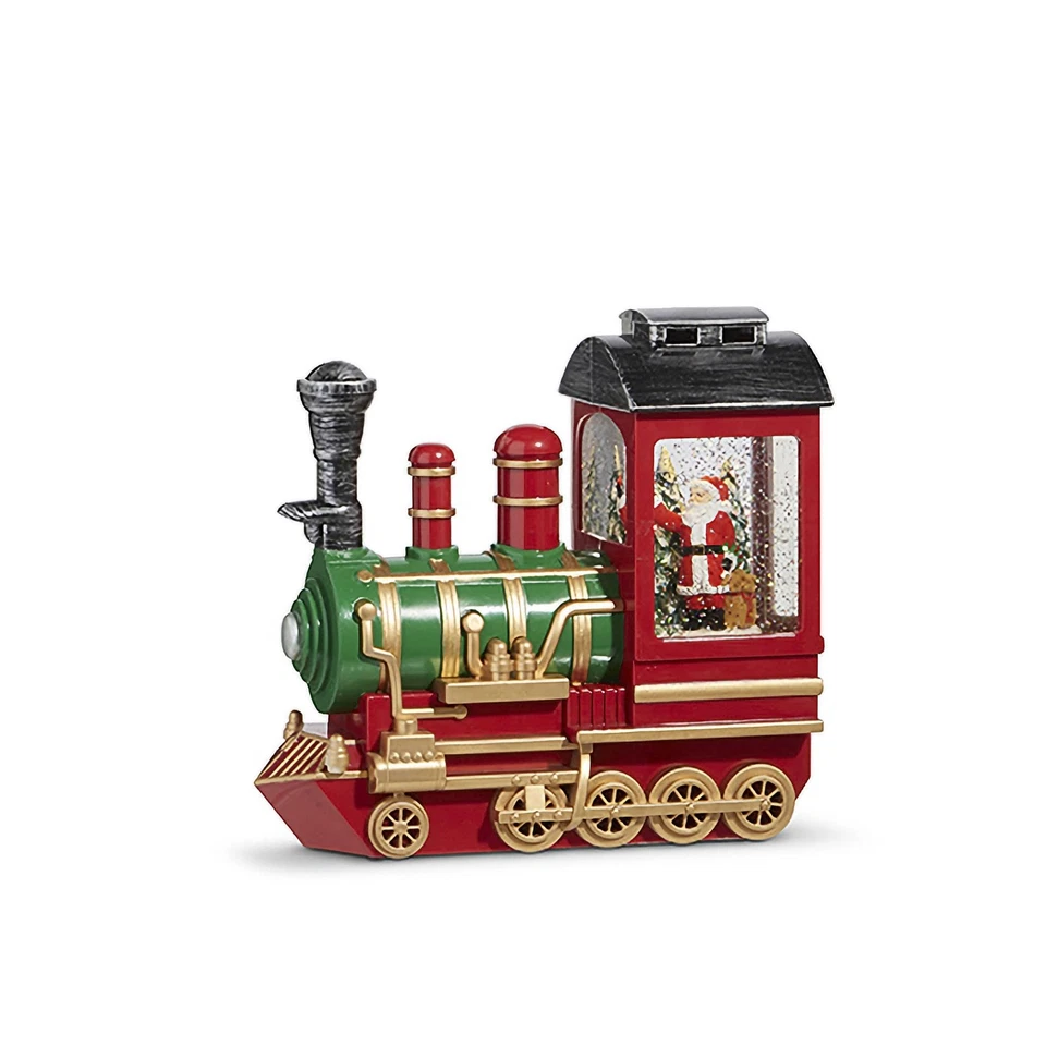 Decoração de Natal trem aquático iluminado musical Papai Noel e cardinal RAZ Imports 8,75" - Imagem 1 de 1