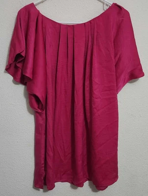 Blusa de manga corta Ava & Viv para mujer 2X rosa brillante Foto 1 de 3