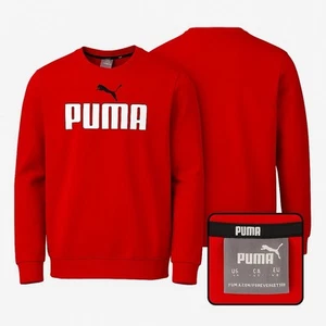 PUMA Logo Print Crewneck Fleece Red Sweatshirt Men’s Size Large Official - Picture 1 of 9