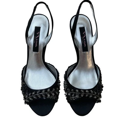 Zapatos Nina New York Negros Adornados Tacones Cordones Noche Fiesta Talla 7.5M Foto 1 de 4
