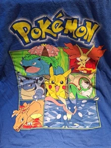 Pokemon T-Shirt Boys Small Blue Yellow Pikachu Graphic Tee Play Condition - Picture 1 of 2