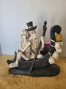 NEW w/TAG! Halloween Decor - Day Of The Dead Gondola Couple - Lights Up - CUTE - Picture 1 of 7