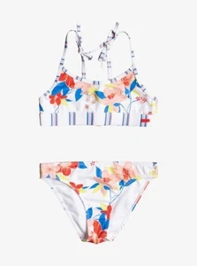 ROXY L54041 Girl's Bright White Saya Light Friendly Flower Swim Set Size 8 - Picture 1 of 3