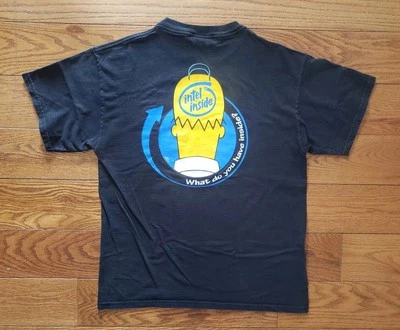 Camiseta De Colección Intel Inside Simpsons Homer MATT GROENING Talla Grande Años 90 Y2K  Foto 1 de 4