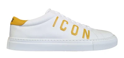 DSQUARED2 scarpe uomo cassetta SNM0418 01507620 M319 bianco e giallo - Immagine 1 di 4