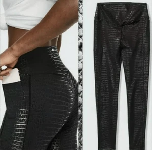 Victoria’s Secret PINK XL black snakeskin active leggings athletic - Picture 1 of 7