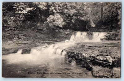 1940 Buck Hill Falls Pennsylvania Vintage Postcard Double Falls Creek Lake River - Image 1 of 2