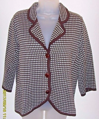 Christoper & Banks Mujer Grande Azul/Marrón Cuadros Cuello en V Chaqueta  Foto 1 de 4