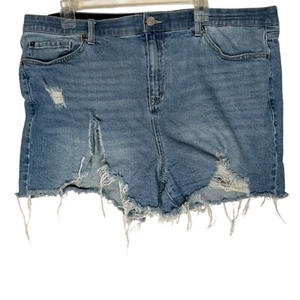 Torrid Plus Size 20 High Rise Denim Shorts Distressed Frayed Hem Cut Off Split - Picture 1 of 11