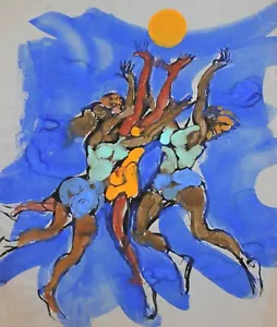 Figuras abstractas pintura gouache original vintage - Imagen 1 de 13