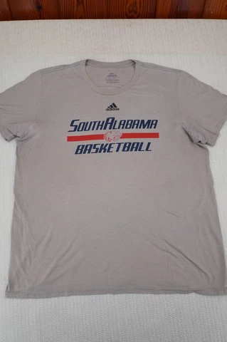 South Alabama Jaguars Shirt Mens 2XL XXL Basketball Adidas Go-To Tee Gray S/S Cover