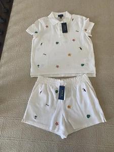 NEW NWT Polo Ralph Lauren Girls Shirt & Shorts Set Outfit White Sz 16 X-LARGE XL - Picture 1 of 5