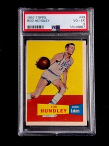 ROD HUNDLEY 1957 TOPPS BASKETBALL CARD #43 PSA 4 GRADED ICONIC FIRST SET 