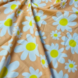 FREE SHIPPING Stretch Fabric Daisies Orange Print Swimsuit Spandex By the Yard - Picture 1 of 5