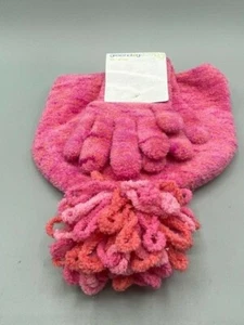 Greendog Girls Fuzzy Sparkly Pom Pom Hat with Gloves Size Md/Lge Pink/Orange NWT - Picture 1 of 4