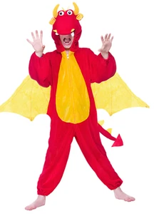 Fire Dragon Costume Kids Red Dragon Mythical Creature Fancy Dress Outfit - Picture 1 of 5