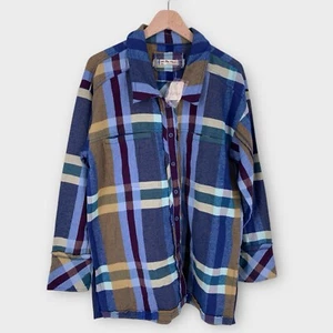 Free People We The Free So Long Summer Plaid Top Tunic Flannel Blue Brown S New - Picture 1 of 14