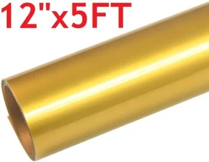 12" x 5FT Gold HTV Iron On Heat Transfer Vinyl Roll for T Shirt Shoes Hats Bags - Picture 1 of 8