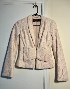 H&M holiday w BOW cream blush nude lace jacket w bow women S - Picture 1 of 10