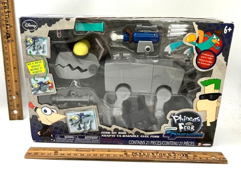 Phineas & Ferb My Ride ROBOT DOG Action Figure Box SET 2011 Jakks NEW & SEALED Cover
