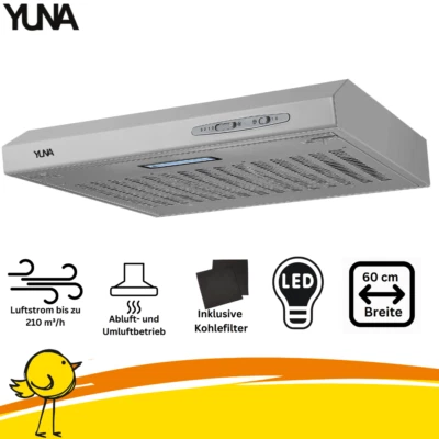YUNA Dunstabzugshaube 60cm Breite Unterbauhaube Abzugshaube Flach Unterschrankhaube