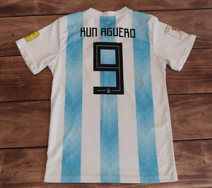 ⚽Adidas Football Shirt Argentina Kun AGUERO AFA Home Soccer Jersey, Boy`s Size - Picture 1 of 16