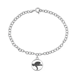 0,33ct behandelter schwarzer Diamant Yoga Zeichen Gliederkette Armband 925 Sterling Silber - Bild 1 von 3