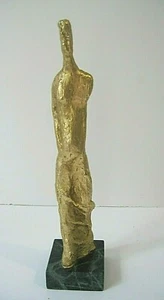 ENRIQUE MIRALDA MÄNNLICHE FIGUR GOLDFARBENE SKULPTUR MARMORSOCKEL SIGNIERT - Bild 1 von 7