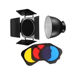 Led Video Light Modifier Barn Door with Honeycomb Grid Bowens Mount 3 Color F... - Picture 1 of 6