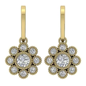 Hoop Huggie Earring I1 G 0.60 Carat Natural Diamond 14K Gold Appraisal Bezel Set - Picture 1 of 12