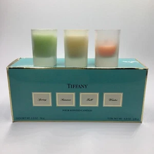 3 Tiffany & Co Candle Vtg Frosted Glass Jar 1.2 oz. Spring, Fall, Summer SEE PIC - Picture 1 of 5