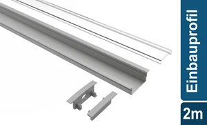Led Alu Profil 2 m EB Set Strip / Streifen 20 mm breit | Abdeckung transparent - Bild 1 von 6