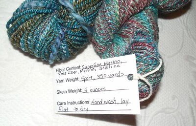 Hilo de lana merino superfino hilado a mano ARTISAN - 2 madejas diferentes Hanks Foto 1 de 3