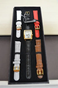 New Disney Limited Edition Gold Tone Mickey Mouse Watch Set With 5 Leather bands - Picture 1 of 10