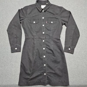 Levi's Ellie Jeanskleid Damen Small Schwarz Langarm Druckknopf 38950003 Neu mit Etikett - Bild 1 von 13