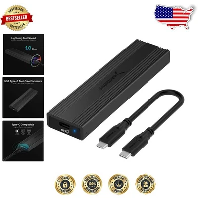 Ultra-Slim M.2 NVMe SATA SSD Enclosure 10Gbps USB-C Portable Metal - Image 1 of 4