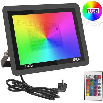 WOWSPEED FARO LED RGB CON MANDO A DISTANCIA ENCHUFE INUNDADOR COLORIDO FAROS JARDINES 100W