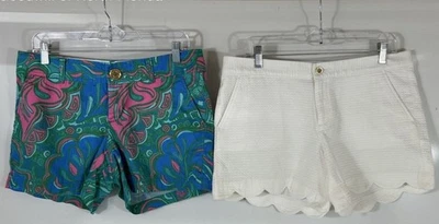 Pantalones Cortos Festoneados Lilly Pulitzer Buttercup Y Pantalones Cortos Rectos Talla 8 - Lote De 2 Foto 1 de 3