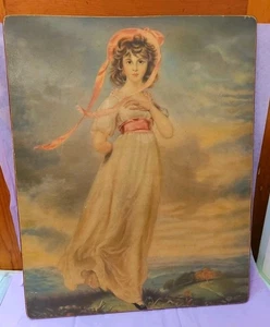 VINTAGE PRINT OF “PINKIE” BY LAWRENCE On Solid Wood Decoupage 16×20 Cottage Core - Picture 1 of 16