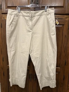 Talbots Woman Capris NWT 20W Khaki Beige Cropped Pants - Picture 1 of 7
