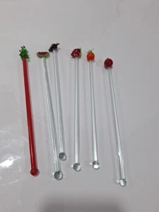 Vintage Set Hand Blown Glass Swizzle/Stir Sticks - Picture 1 of 8