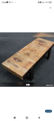 Table basse céramique signée Roger Capron Vallauris Décor Herbier 1960 1970 - Photo 1/2