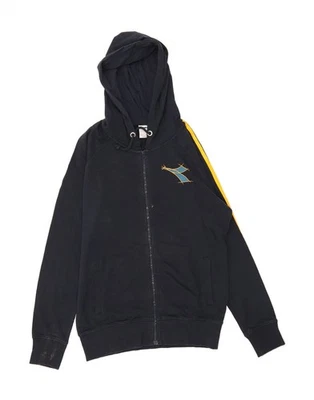 Suéter com capuz DIADORA masculino com zíper médio azul marinho algodão BJ15 - Imagem 1 de 3